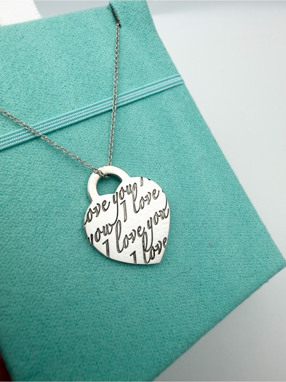 Tiffany & Co. 16” I love you notes medium heart necklace in sterling silver